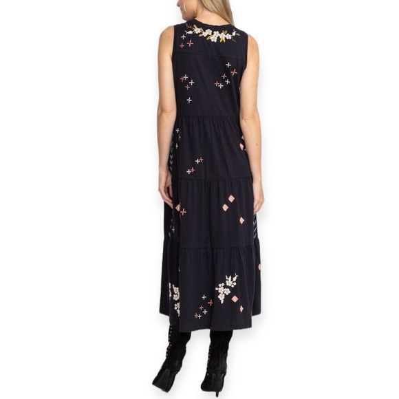 JOHNNY WAS Ceretti Dress Tiered Maxi Tank Dress Black Floral Embroidery NWT - Picture 8 of 10